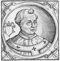 Кликните для увеличения картинки Св. Адриан III, папа Римский. Гравюра (Sacchi P. Vitis pontificum. 1626)